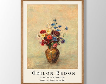 Odilon Redon Art Print - Flowers in Vase, Museum Exhibition Poster