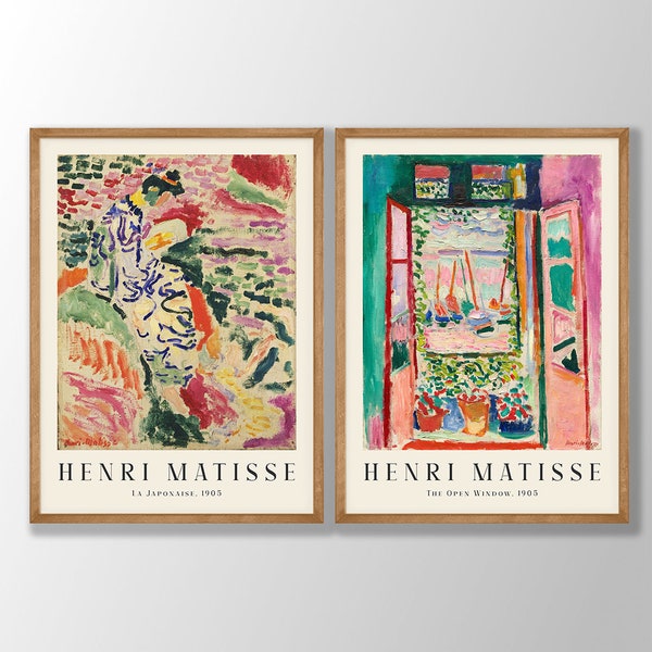 Henri Matisse Drucke 2er-Set - Matisse Poster, Matisse Wandkunst, The Open Fenster, La Japonaise, Galerie Wandkunst, Museum Ausstellung Kunst