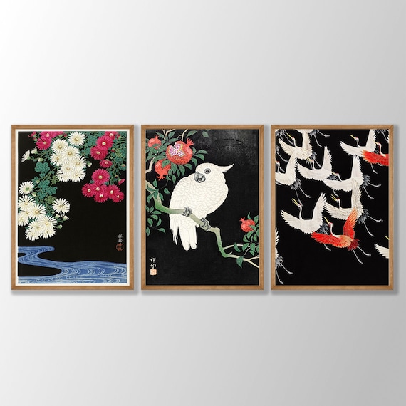 Ohara Koson Japanese Prints Set: Bird & Flower Art, Gallery Wall Decor