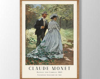 Claude Monet 'Bazille and Camille' Art Print: Restored Impressionist Painting