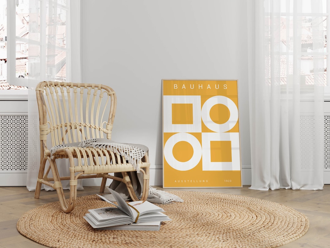Yellow Bauhaus Poster - Mid Century Modern Art Print, Trendy Wall Art ...