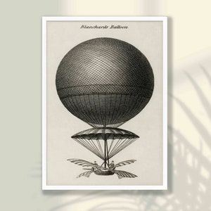 Vintage Heißluftballon Poster - Vintage Wand Kunst, Vintage Jugendstil Plakat, Heißluftballon Druck, Büro Wand Kunst Dekor, Wohnzimmer Dekor