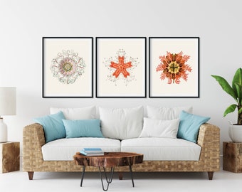 Jellyfish Art Prints Set of 3 - Nautical Coastal Decor