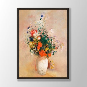 Lámina artística de Odilon Redon: Jarrón de flores, póster de Odilon Redon, lámina floral, póster de exposición en museos, decoración de pared para cocina, decoración de salón