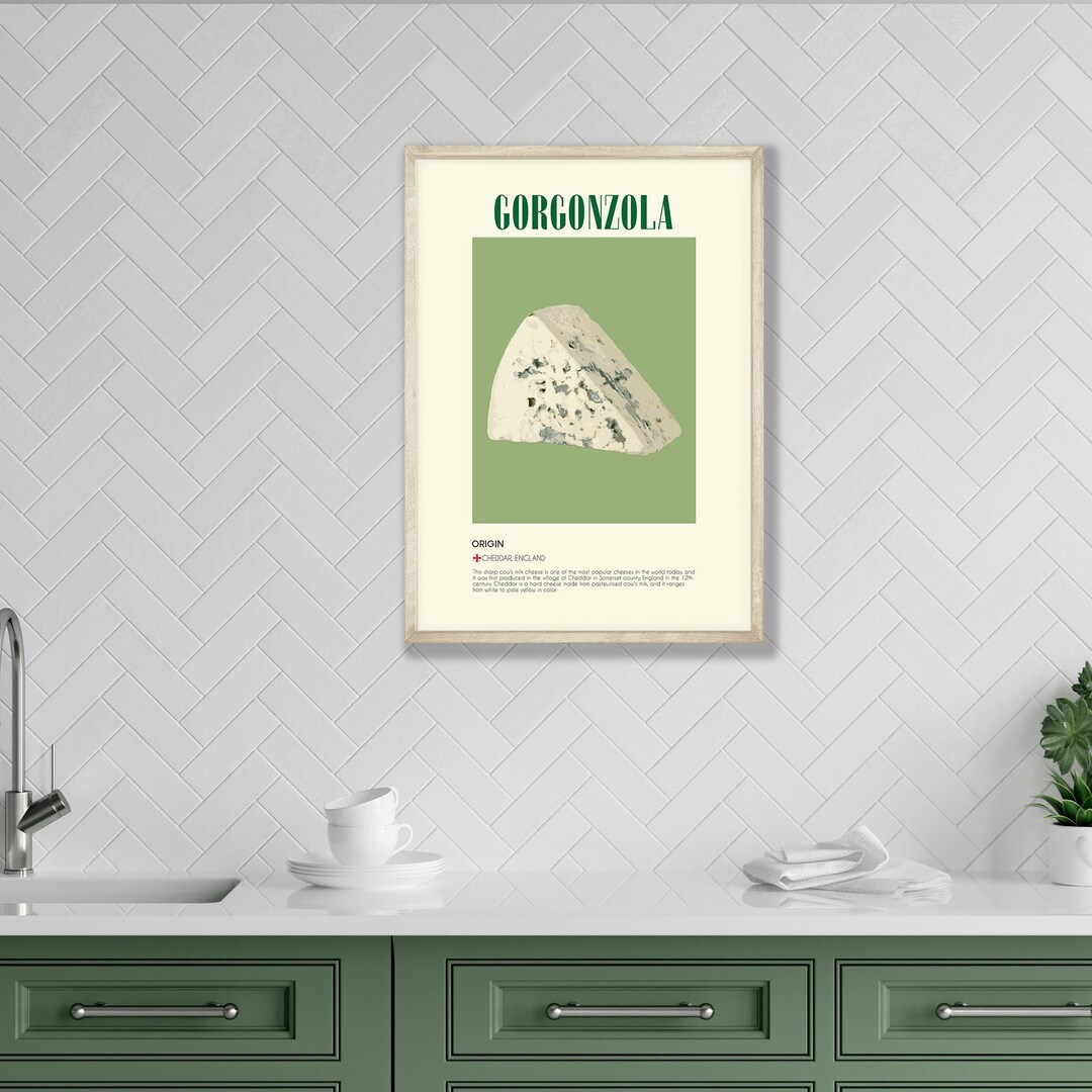 Gorgonzola Cheese Illustration Poster: Vintage Kitchen Wall Art - Etsy