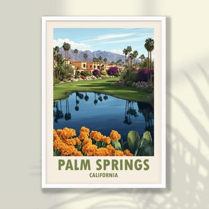 Palm Springs Travel Poster - Palm Springs Print, Travel Print, Travel Decor, Palm Springs Wall Art, California Poster - FRAME and CANVAS