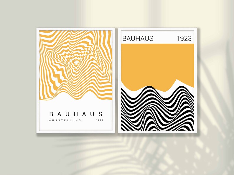 Yellow Bauhaus Art Print Set of 2 - Bauhaus Poster, Mid Century Modern ...