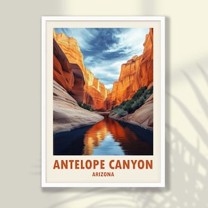 Antelope Canyon Travel Poster - Antelope Canyon Print, Travel Print, Travel Decor, Canyon Wall Art, Arizona Wall Art - FRAME and CANVAS