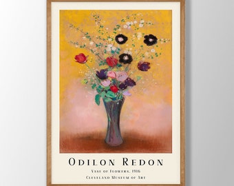 Odilon Redon Flower Print: Vase of Flowers Exhibition Poster
