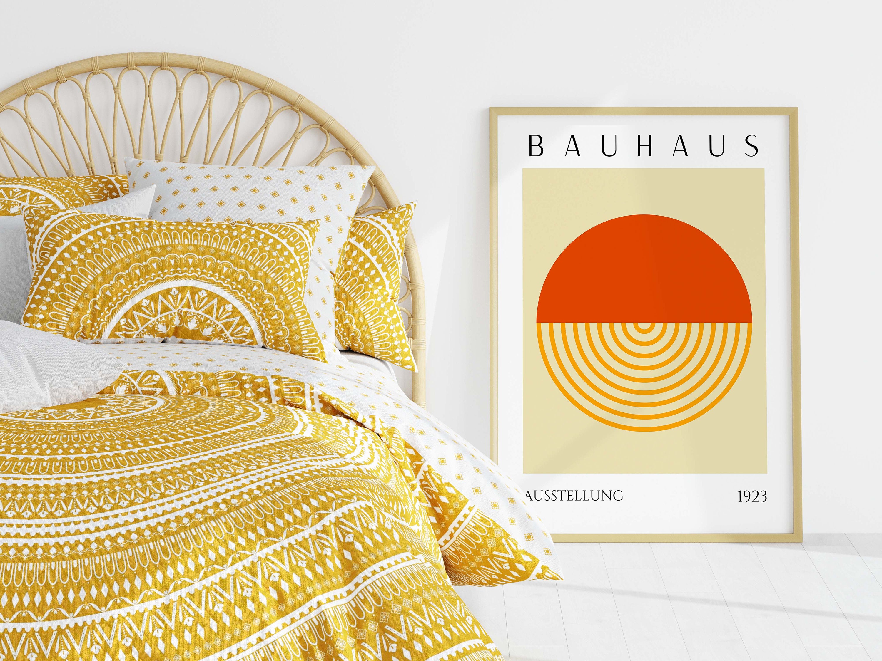 Orange Bauhaus Art Print: Mid Century Modern Wall Decor - Etsy