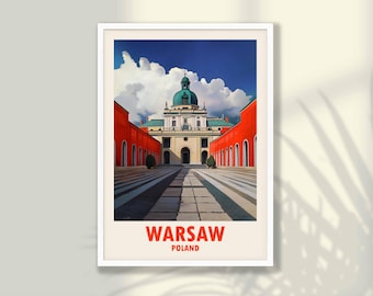 Warsaw Poland Travel Poster - Architectural Print, Frame & Canvas Options