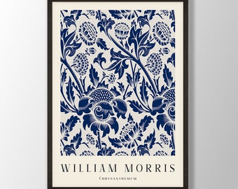 William Morris Art Print: Blue Floral Art Nouveau Poster