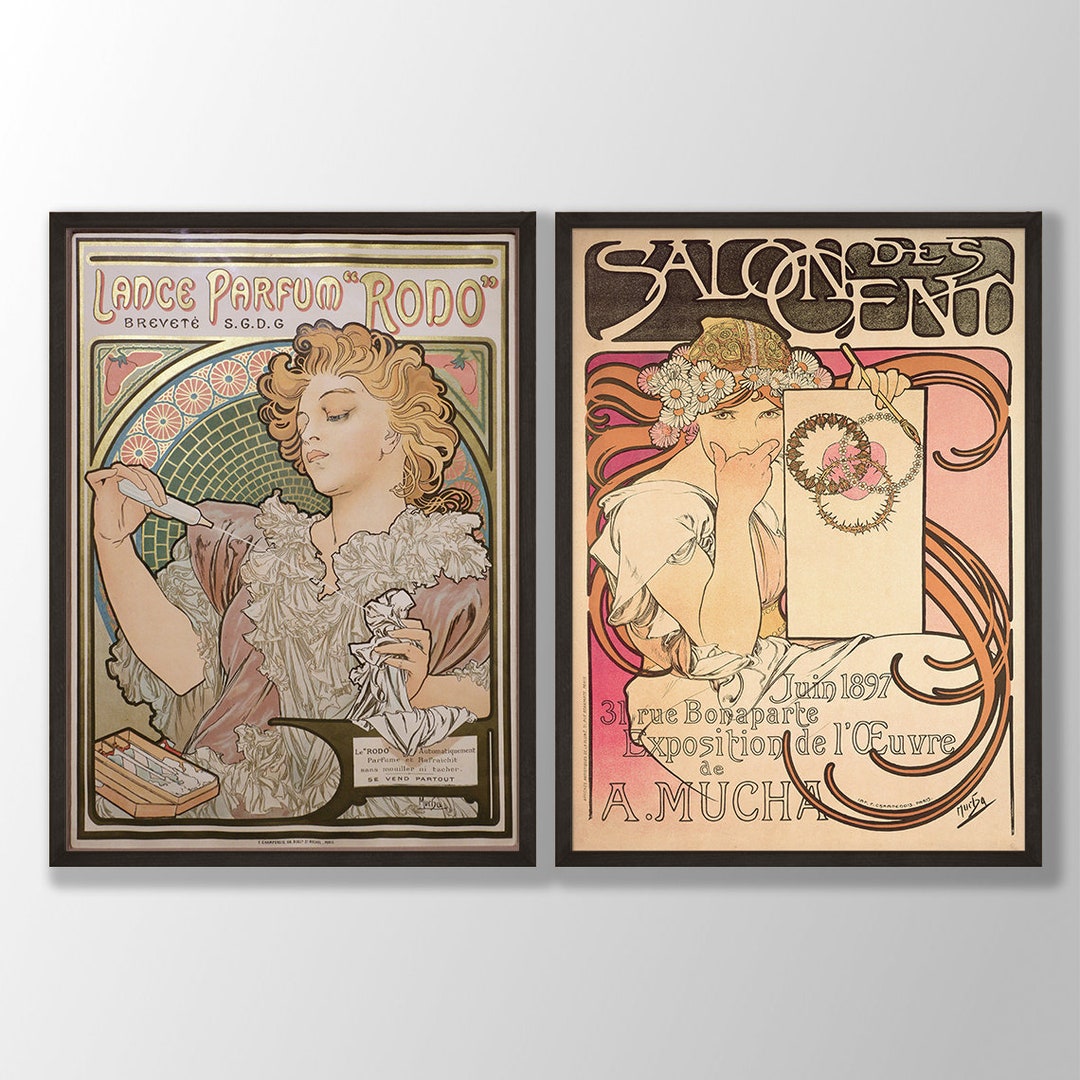 Alphonse Maria Mucha Prints Set of 2 - Art Nouveau Posters, Gallery ...