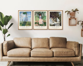 Set van 3 prenten van Claude Monet: Monet-posters, impressionistische muurkunst