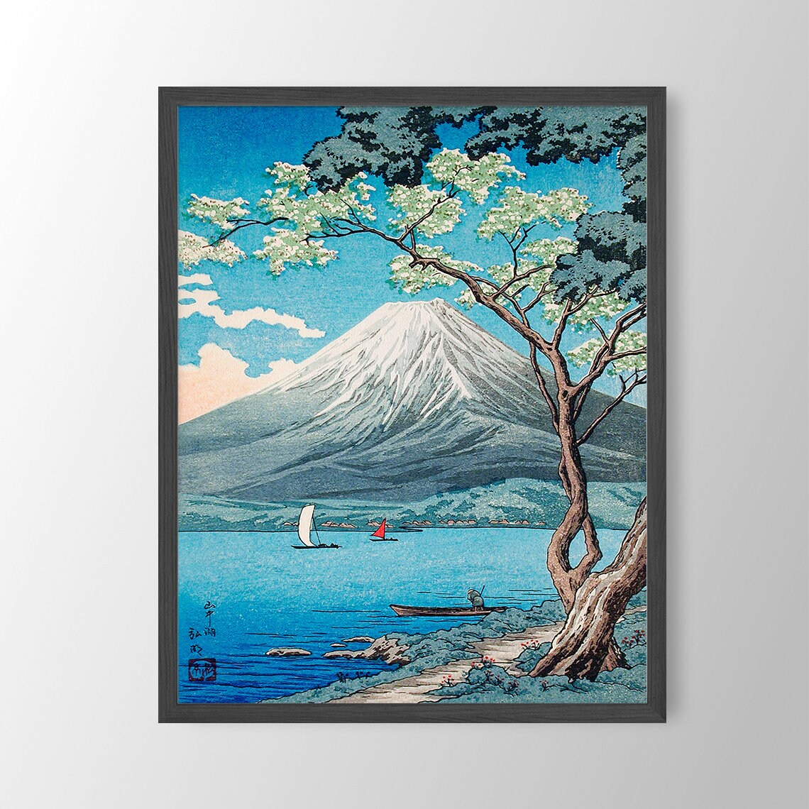 癒しの水彩画1123 mt.fuji Mount Fuji Japanese Art Print by Hiroaki Takahashi: Vintage Asian