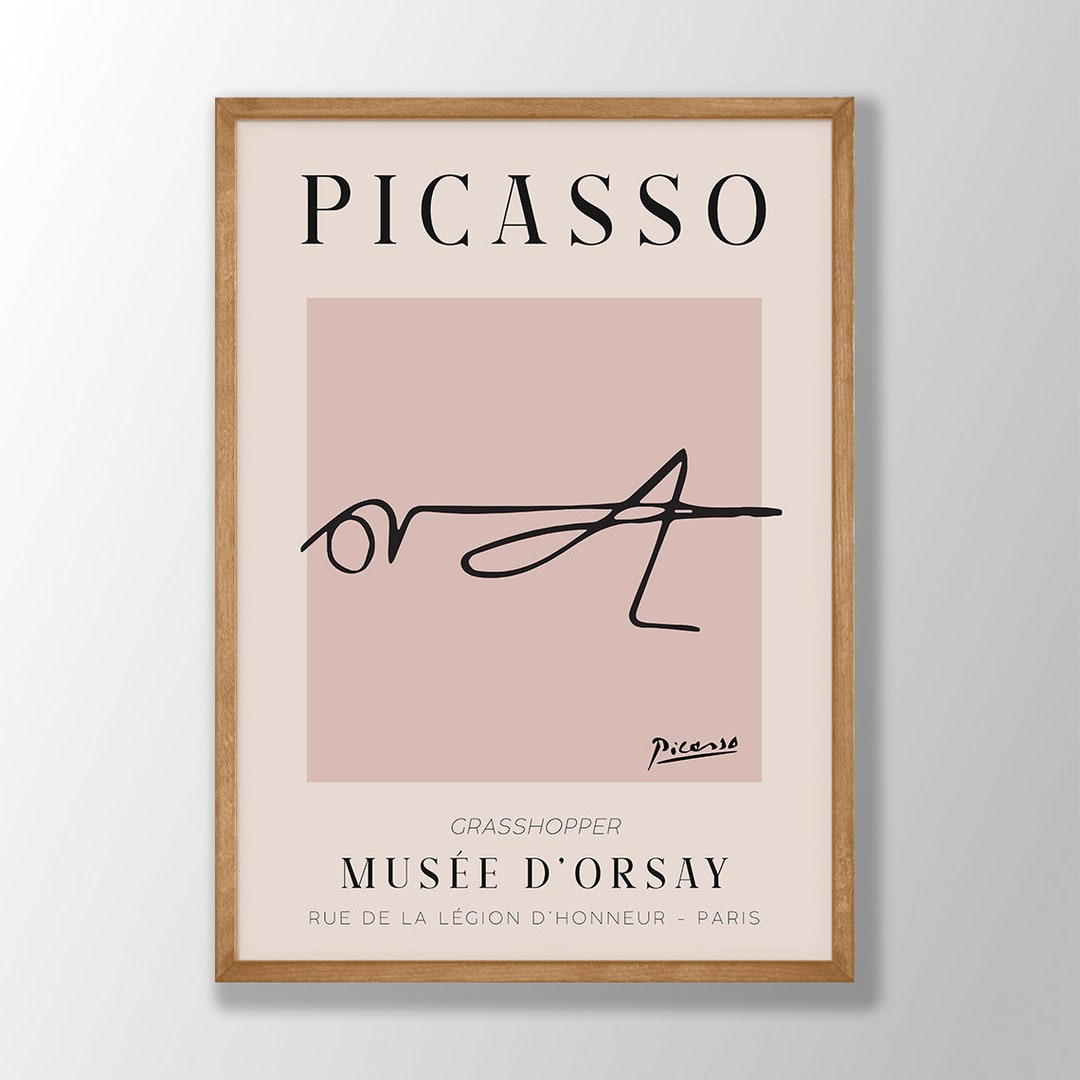 Picasso Grasshopper Print: Minimalist Line Art Exhibition Poster