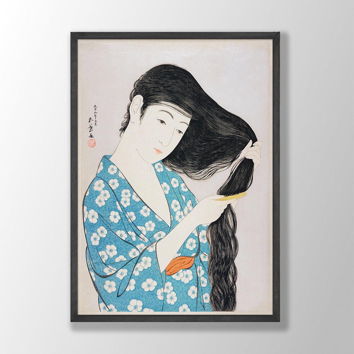 Japanese Geisha Art Prints Set of 2 - Vintage Woodblock Portrait ...
