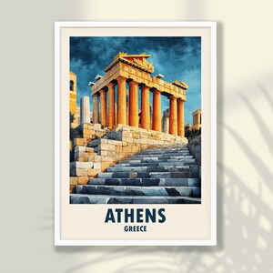 Athen Reise Poster - Athen Druck, Reisedruck, Reisedekor, Athen Wandkunst, Griechenland Wandkunst - RAHMEN und LEINWAND OPTIONEN