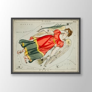 Virgo Zodiac Art Print | Astrology Prints, Virgo Zodiac Poster, Tarot Inspired Art, Zodiac Wall Art, Astrology Gift, Zodiac Gift, Virgo Gift