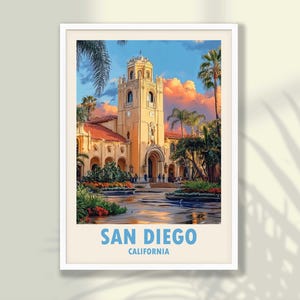 San Diego Travel Poster - San Diego Print, Travel Print, Travel Decor, San Diego Wall Art, California Poster - FRAME and CANVAS
