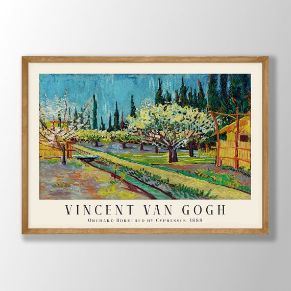ゴッホの版画：糸杉に囲まれた果樹園 - 美術館展ポスター - Etsy