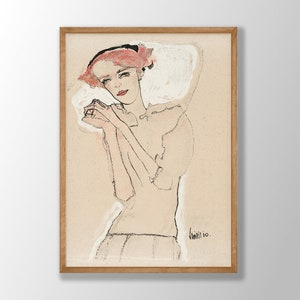 Egon Schiele Print | Portrait of a Woman 1910, Schiele Poster, Schiele Wall Art, Housewarming Gift Idea, Museum Exhibition Poster