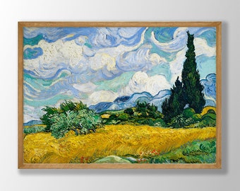 Van Gogh Print | Wheat Field with Cypresses, Van Gogh Poster, Museum Exhibition Poster, Van Gogh Painting, Museum Prints, Farmhouse Decor