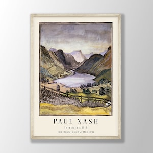 Paul Nash Art Print - Thirlmere, Paul Nash Poster, Paul Nash Wall Art, Landscape Wall Art, Paul Nash Exhibition Prints, Museum Prints