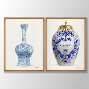Chinoiserie Ginger Jar Art Prints 2er-Set No: 2 - Vintage Französische Kunst, Galerie Wandkunst, Chinoiserie Druck, Chinoiserie Wandkunst, Asiatische Kunst