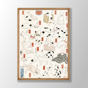Japanese Cat Prints by Utagawa Kuniyoshi, Cat Wall Art, Vintage Cat Poster, Japanese Wall Print, Japanese Decor, Japanese Print