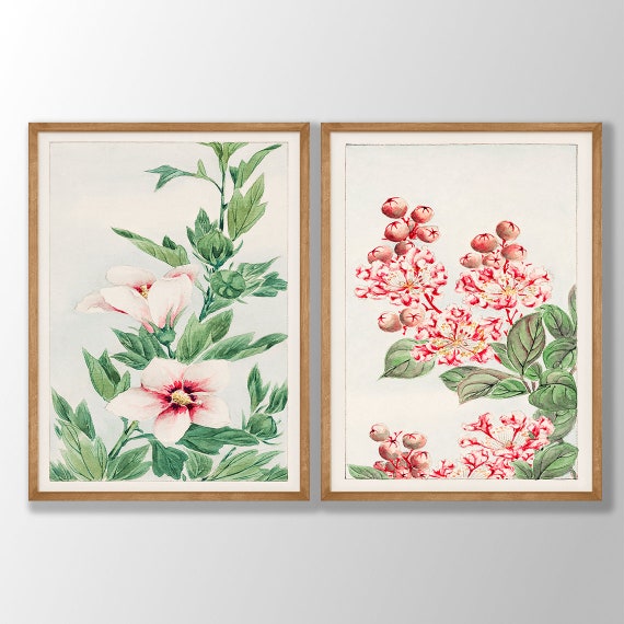 HANA ポスター 2枚セット 日本の花のプリント 2 枚セット - 日本の花