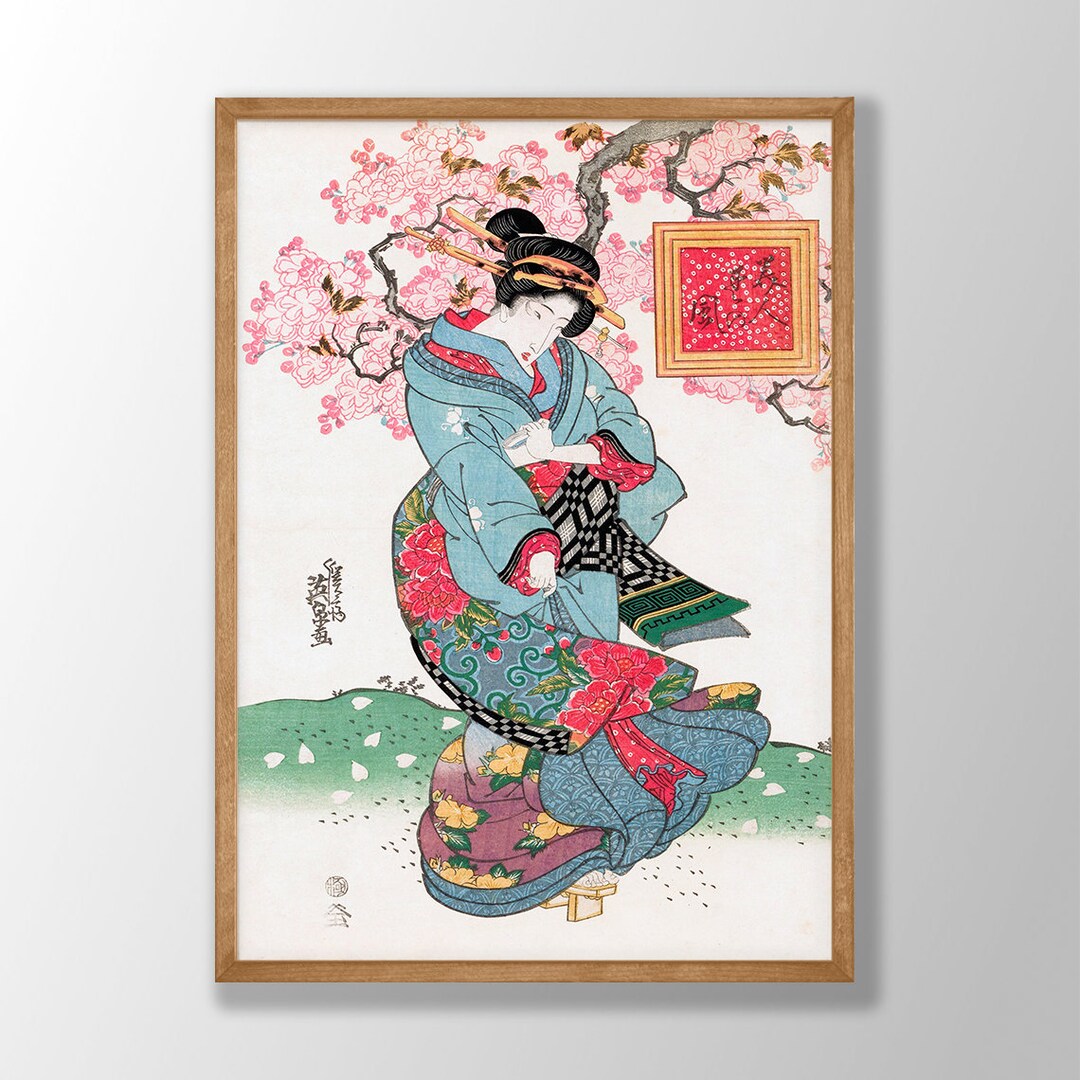 版画、英泉 渓斎英泉芸者版画: ヴィンテージ日本の木版画 - Etsy 日本