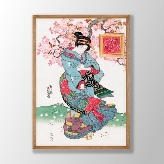 版画、英泉 渓斎英泉芸者版画: ヴィンテージ日本の木版画 - Etsy 日本