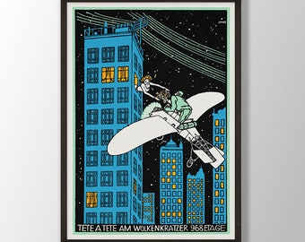 Poster Moriz Jung Plane Print - Avião Vintage Art Nouveau