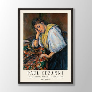 Paul Cezanne Art Print - Young Italian Woman at a Table, Paul Cezanne Poster, Paul Cezanne Wall Art, Paul Cezanne Exhibition, Museum Prints