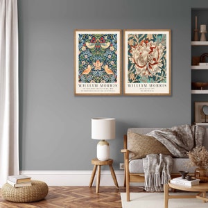 William Morris Prints Set of 2 William Morris Poster, Art Nouveau Poster, William Morris Exhibition, Floral Art Prints, Kitchen Prints image 3