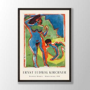 Ernst Ludwig Kirchner Art Print - Bathing Women 1910, Ludwig Kirchner Poster, Kirchner Wall Art, Kirchner Exhibition, Museum Poster