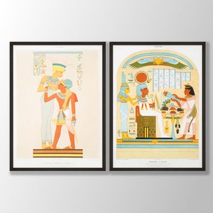 Egyptian Art Prints Set of 2 | Egyptian Goddess Anouke and Osiris, Ancient Egypt Poster, Egypt Wall Art, Egyptian Gift, Egyptian Wall Decor