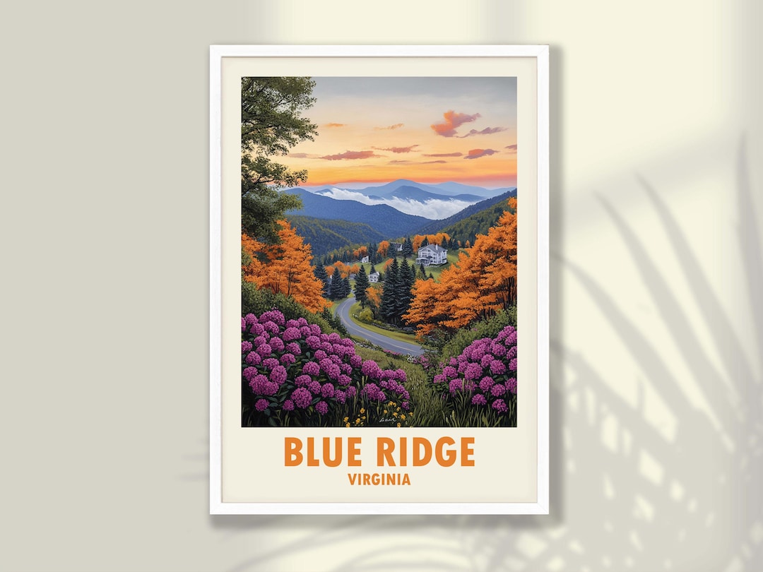 Blue Ridge Poster Blue Ridge Travel Poster: Virginia Wall Art (framed Option) - Etsy
