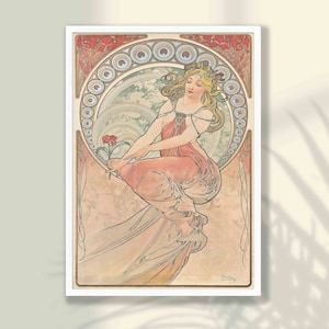Alphonse Mucha Art Print - La Peinture Poster, Mucha Poster, Art Nouveau Posters, Old French Art, Art Nouveau Decor, Victorian Wall Art