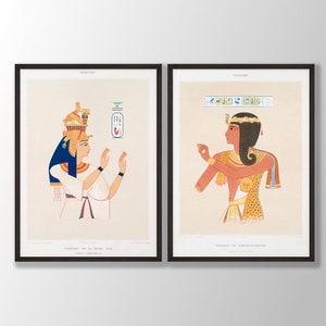 Egyptian Art Prints Set of 2 | Egyptian Goddess, Queen Nebto and Ramses Portrait, Ancient Egypt Poster, Egypt Wall Art, Egyptian Gift