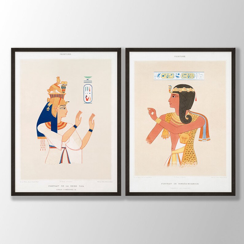 Egyptian Art Prints Set of 2 Egyptian Goddess Queen Nebto Etsy