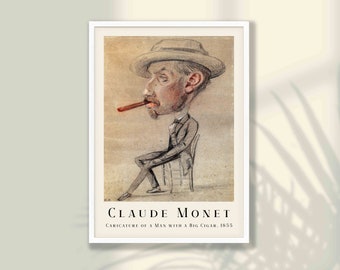 クロード・モネ - 「大きな葉巻をくわえた男の風刺画」 1856年 | 額