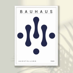 Blå Bauhaus-konsttryck, set med 3: Modern heminredning från mitten av århundradet bild 6