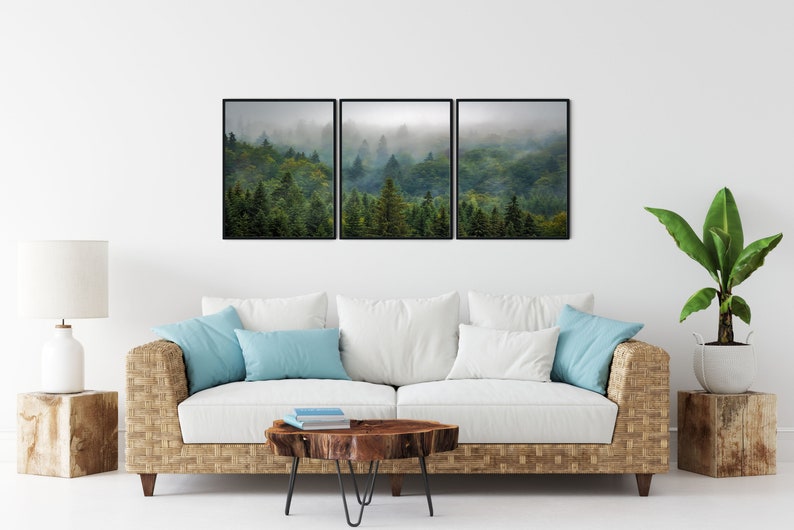 Foggy Forest Prints Set: Nordic Landscape Wall Art image 1