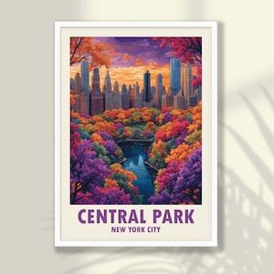Central Park Travel Poster No:2 - Central Park Print, Travel Print, Travel Decor, Central Park Wall Art, New York Poster - FRAME and CANVAS