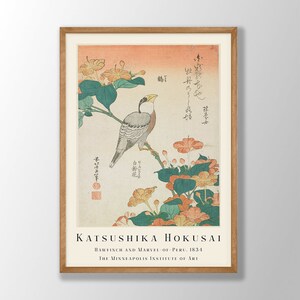 Hokusai Bird Print: Japanese Botanical Art Poster