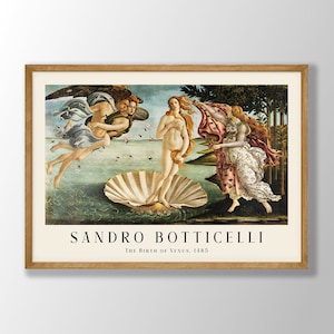 Lámina de Sandro Botticelli: El nacimiento de Venus, póster de Botticelli, arte mural de Botticelli, láminas renacentistas, arte de exposiciones en museos