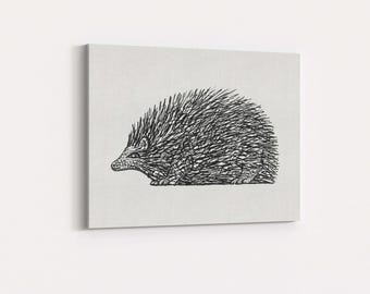 Vintage Hedgehog Canvas Art - Hedgehog Poster, Animal Wall Decor