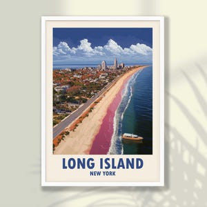 Long Island Reise Poster - Long Island Druck, Reise-Druck, Reise-Dekor, Long Island Wandkunst, New York Wandkunst - RAHMEN und LEINWAND OPTION